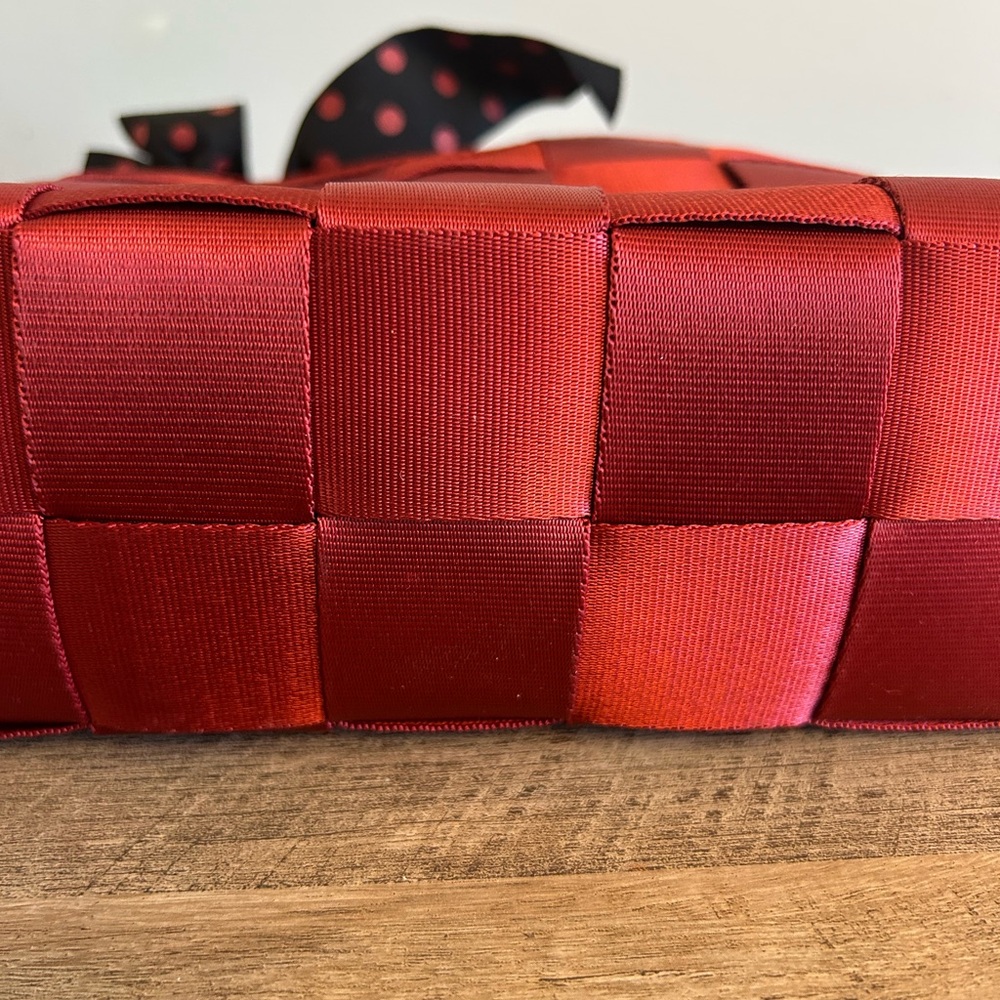 Vintage Unbranded Red Seatbelt Y2K Mini Hand Bag Mini Tote Bow Polka Dot - Picture 8 of 15